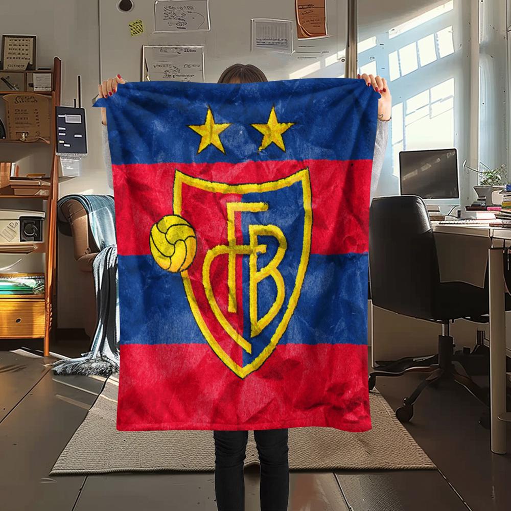 1Pc FC Basel Print Flannel Blanket High Quality Warm Comfortable Cover for All Seasons Perfect for Gifts Home Decor 80cm x 120cm