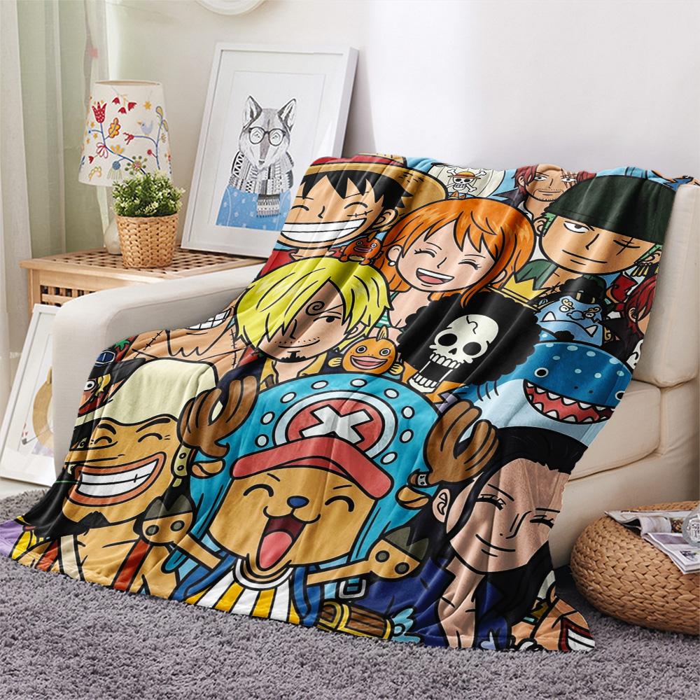 1PC One Piece Poster Patterned Flannel Blanket Suitable For All Seasons For Home Decor Warmth And Comfort Gifts Holiday Present