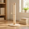 Vertical Cat Scratching Post Sisal Wrapped Wooden Base Interactive Ball for Indoor Felines