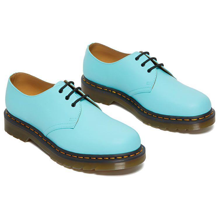 Dr. Martens Leather Lace-Up Round-Toe Low-Top Casual Shoes Unisex Casual Shoes Blue Green 27430432