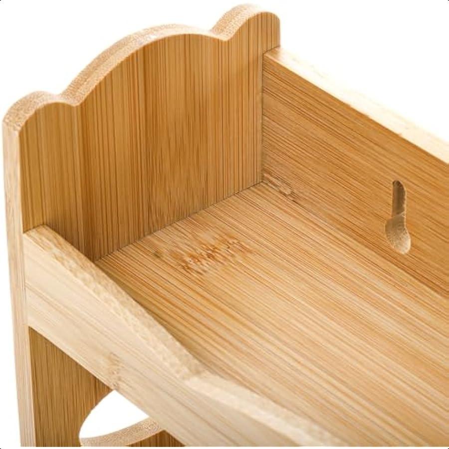 3Tier Bamboo Spice Rack for Countertop Wall Mounted Spice Holder Rack Seasoning Bottles Jar Organizer Shelf Bathroom Organizer