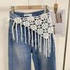 Bohemian Crochet Tassel Waist Scarf Adjustable Fringe Layering Accessory for Women
