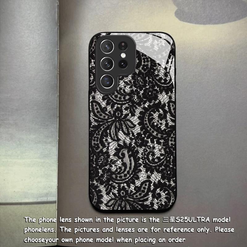 

Lace patterned glass phone case suitable for Samsung Galaxy S26 S25 S24 S23 S22 S20 FE/Ultra/Plus dustproof and shockproof Galaxy S23 FE