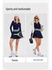 2025 Damen Europäische/Amerikanische Activewear: Schnelltrocknendes Langarm-Top mit kurzem Rock für Tennis, Laufen & Yoga