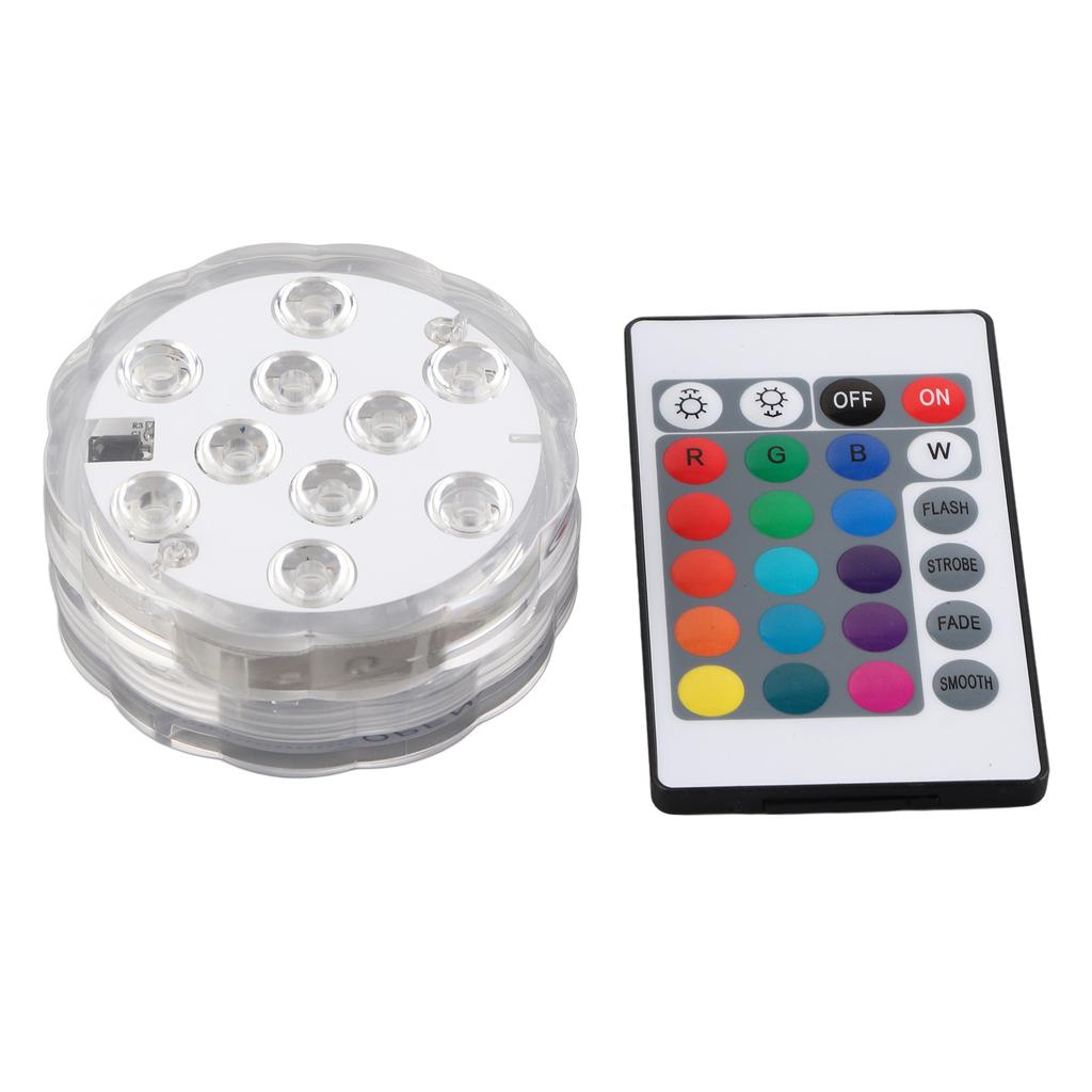 Submersible LED Lights IP68 Waterproof 10LEDs 16 Lighting Effects Battery Operated Spot Light with