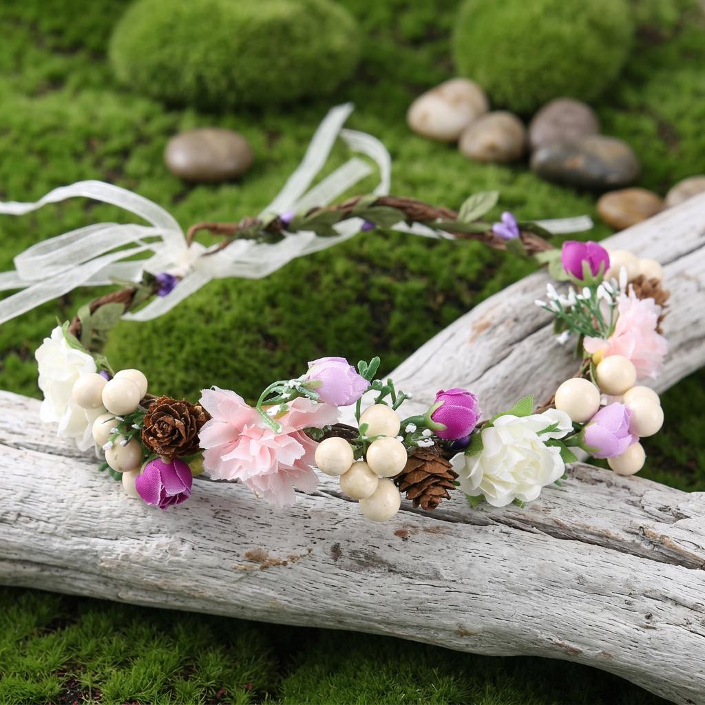 Floral Berry Wreath Hairband for Kids Lightweight Comfortable Nature Style Accessory