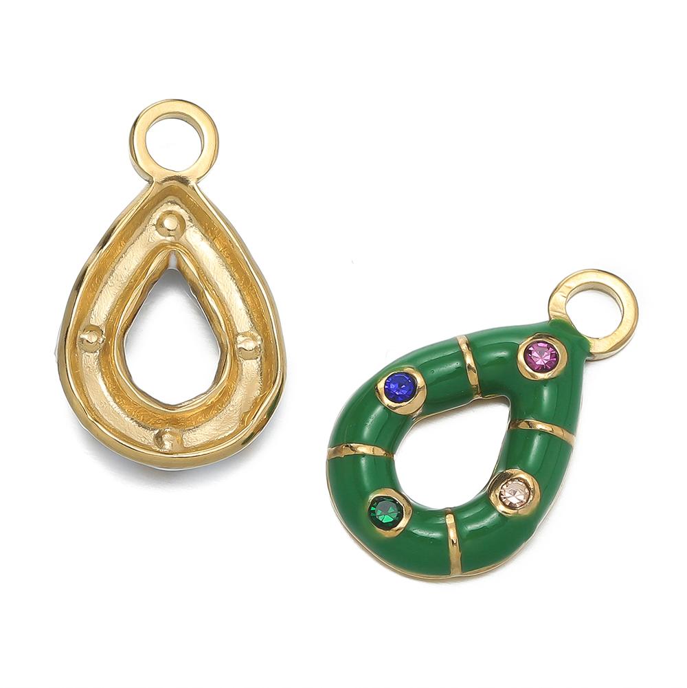 1 pièce/lot Pendentifs Triangle Ovale Cœur d'Amour Multicolores en Acier Inoxydable Pour Bracelet Collier DIY Accessoires de Bijoux