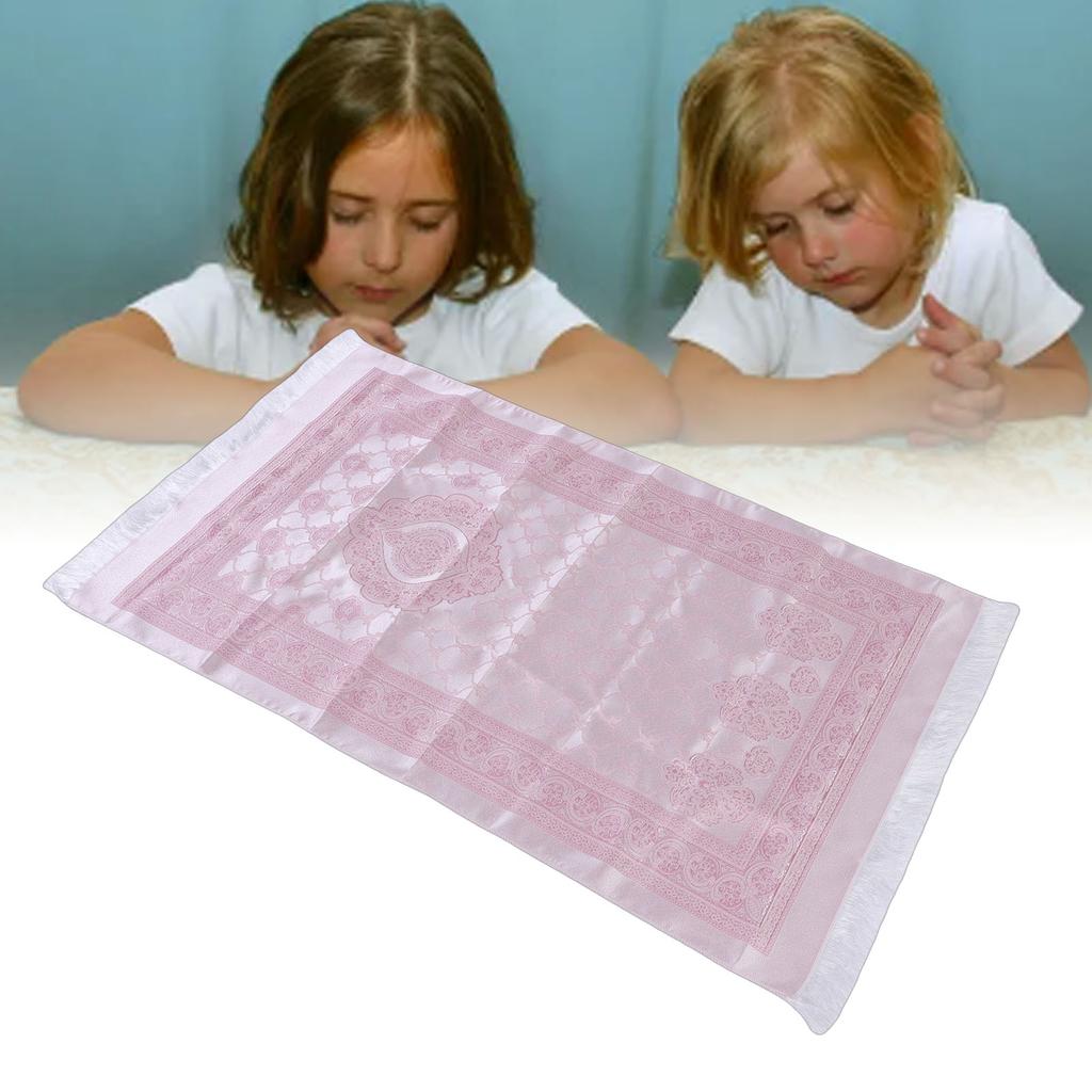 Pray Rug Soft Embroidered Thick Eid Ramadan Islamic Mat with Tassel Storage Bag Pray Beads for Women Men Children Meditation
