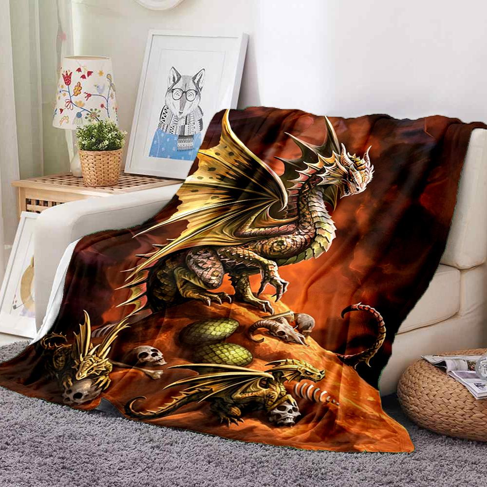 Dragon Family Flannel Blanket Throw Blanket Soft Warm Sofa Bed Camping Home Decor Unique Christmas Gift Cs92234