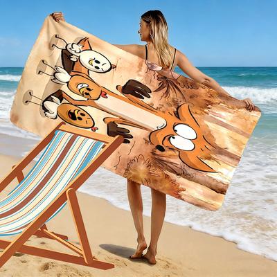Serviette de Plage Imprimée Charme Renard Malicieux, Grande Serviette Douce à Séchage Rapide pour Plage Camping Natation