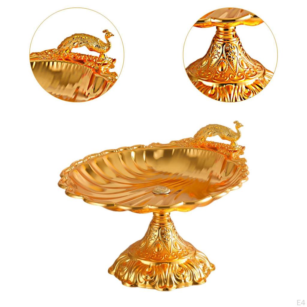 Decorative Pedestal Fruit Plate Bowl Footed Metal for Kitchen Restaurant