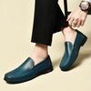 Fashion Italian New Casual Bean Shoes Men Casual Luxury Brand Genuine Leather Loafers Men Breathable Boat Shoes Slip on Driving Shoes