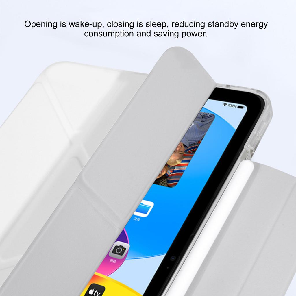 For iPad Air 11 (2025)/(2024) Case Origami Stand PU Leather Clear Back Tablet Cover with Pencil Holder