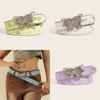 Ladies Canvas Waist Belt With Butterfly Closure And Alloy Buckle For Summer Fashion