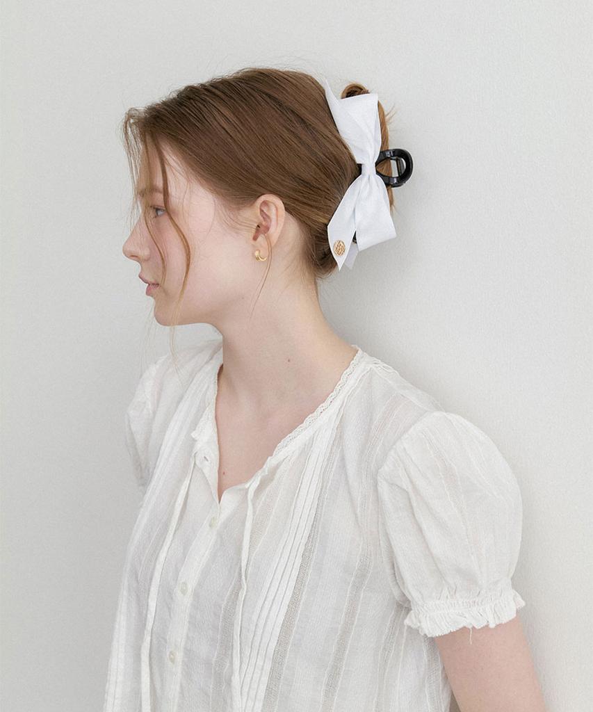 Halden Flat Ribbon Hair Claw Clip (H041_White)