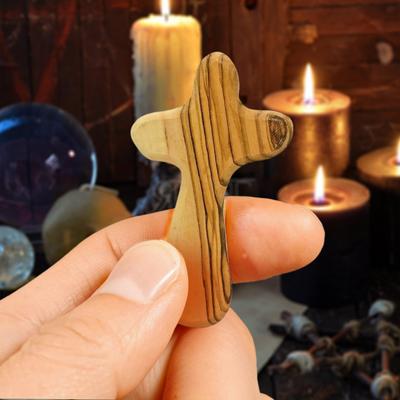 Wooden Cross Decoration Cross My Heart Emotional Support Pocket Hug Handheld Cross Men Women Faith Prayer Encouragement Gift