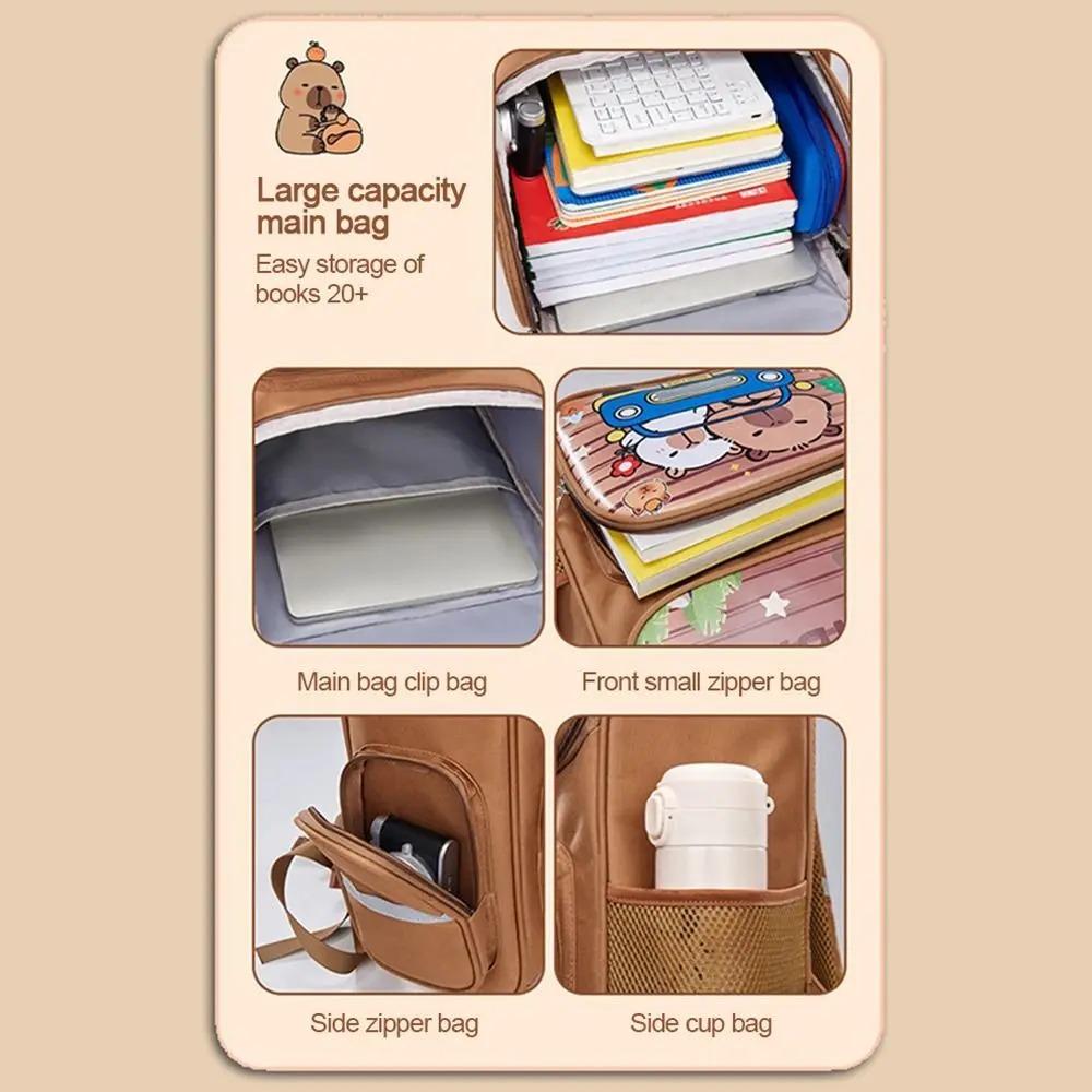 Large Capacity Cartoon Animal  Bookbag Multi-pocket Capybara Backpack Capybara School Bag  Student