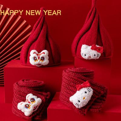 Newborn Baby Festive Scarf & Hat Set - Red, Unisex, Seasonal (Spring To Winter), Ideal for New Year Celebrations.