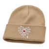 Unisex Cuffed with and Heart Embroidery Winter Knit Hat for Fall and Winter