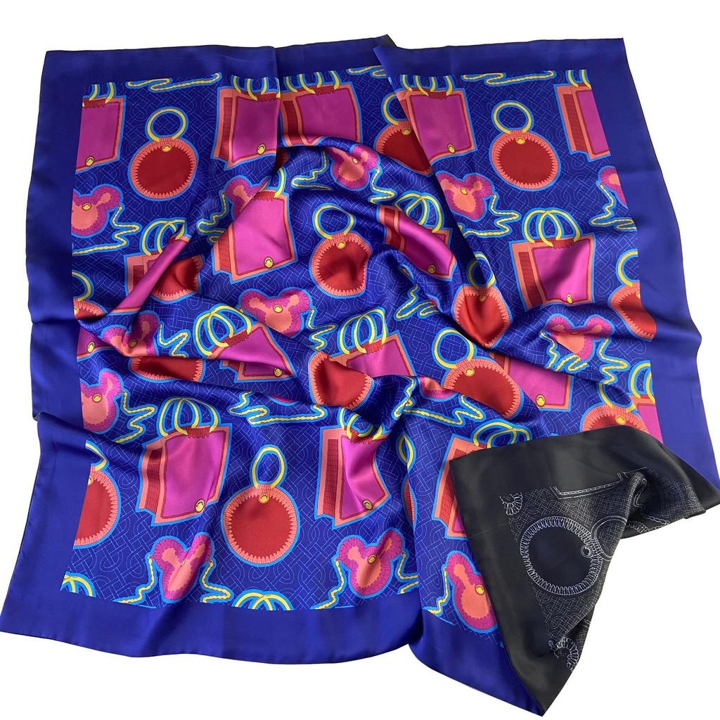 New Korean fashion versatile high-end imitation silk printing silk scarf small square scarf women's scarf customization