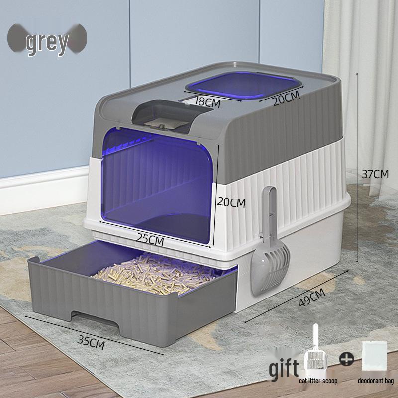 Spacious Enclosed Cat Litter Box with Anti-Splash Design and Easy-Clean Drawer