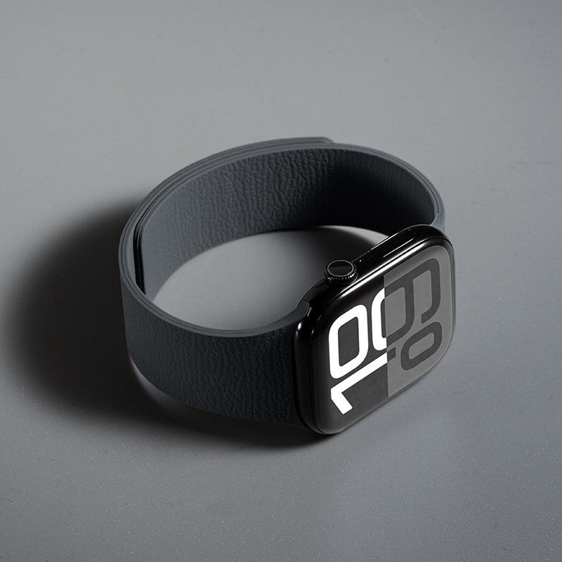 Lychee Pattern Magnetic Silicone Sports Watch Strap, Compatible with Apple S7, S8, S9, S10, S11, New SE