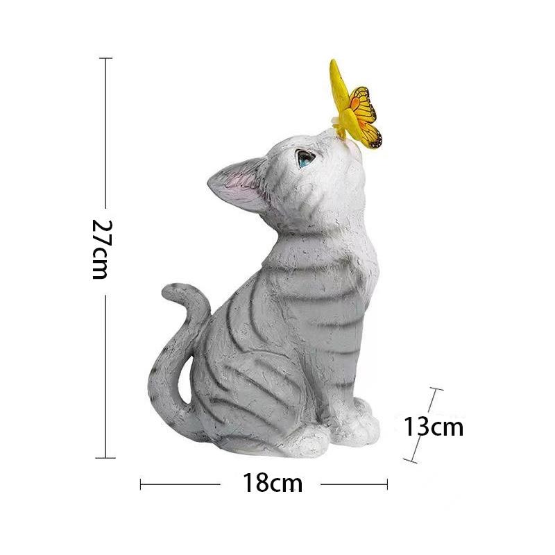 Solar Bunny Cat Statue Garden Decor LED Light Resin Animal Sculpture Figurine Outdoor Decoration for Courtyard