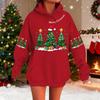 Women's Fashionable Casual Long-Sleeved Christmas Holiday Party Printed Hooded Sweatshirt
