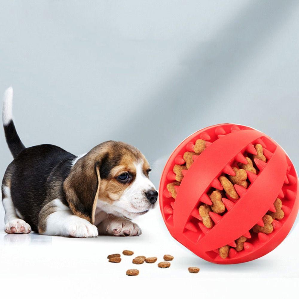 Portable Interactive Dog Ball Tooth Cleaning Treat Feeder Pet Food Feeder Cute Durable Dog Teething