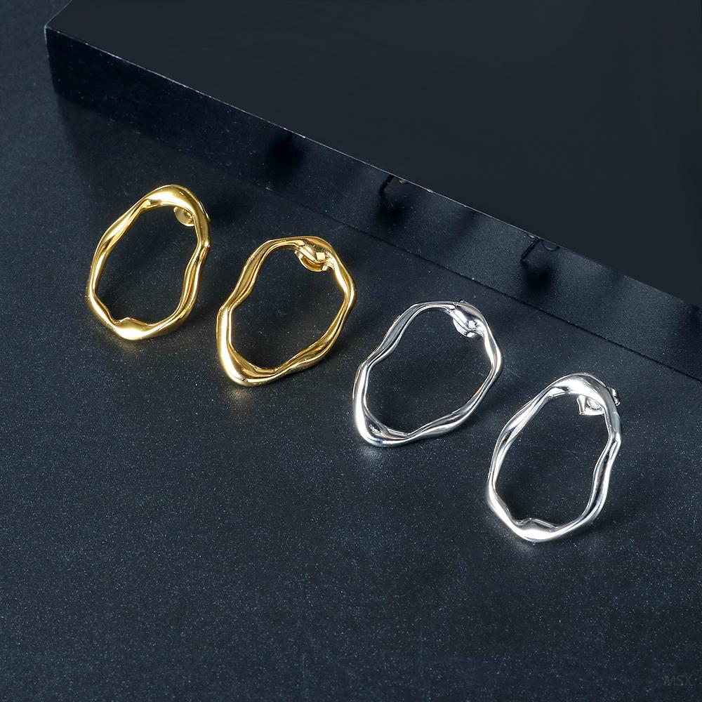 JOVO LOVE European and American Style Irregularly Stud Earrings Stainless Steel Geometric Earring for Women Lightweight Jewelry