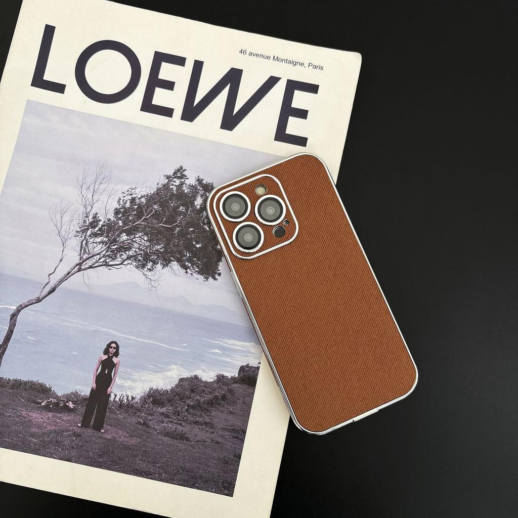 Cowboy Leather Pattern Phone Case for IPhone 16 Promax Plated Edge Side Adhesive Anti Slip for Apple 15 Protective Cover