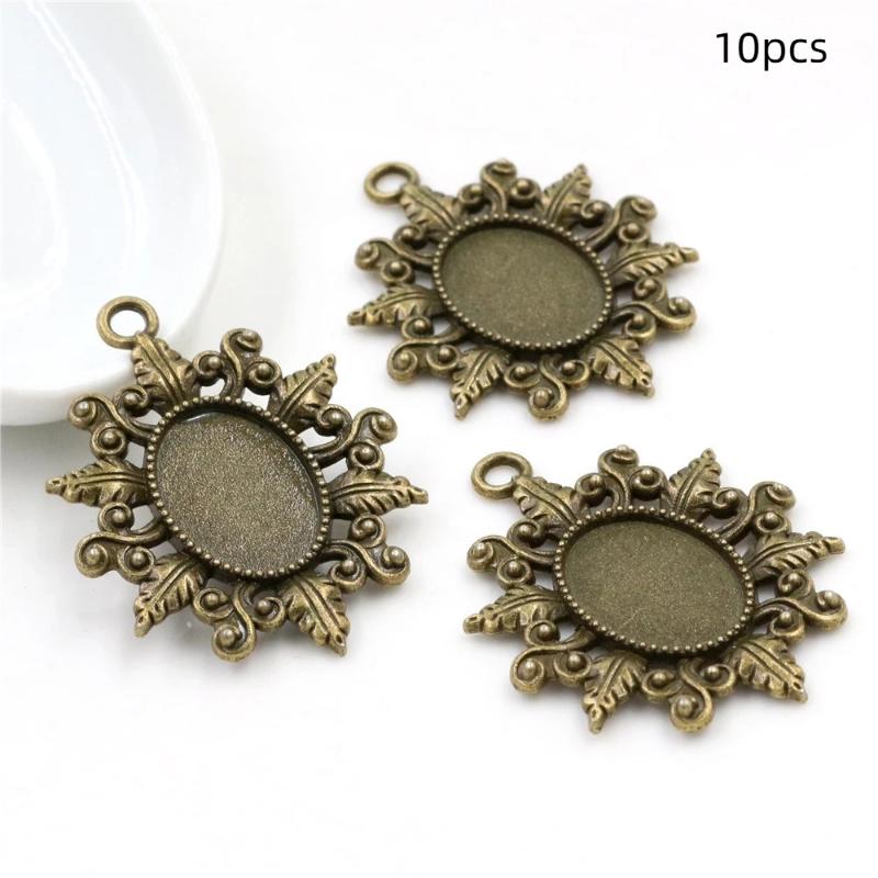 10Pcs 2 Colors Oval Flower Style Cameo Cabochon Base Setting Jewelry Findings Inner Size 13X18Mm