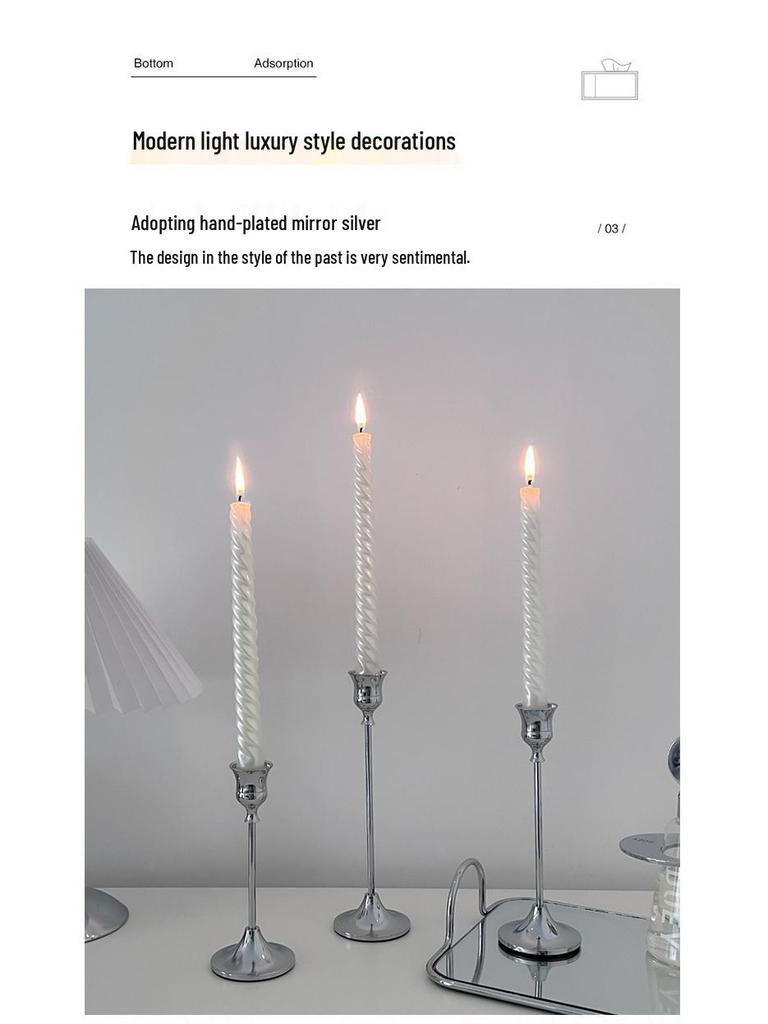 Nordic Style Silver Candlestick for Romantic Candlelight Dinners and Festive Table Decor