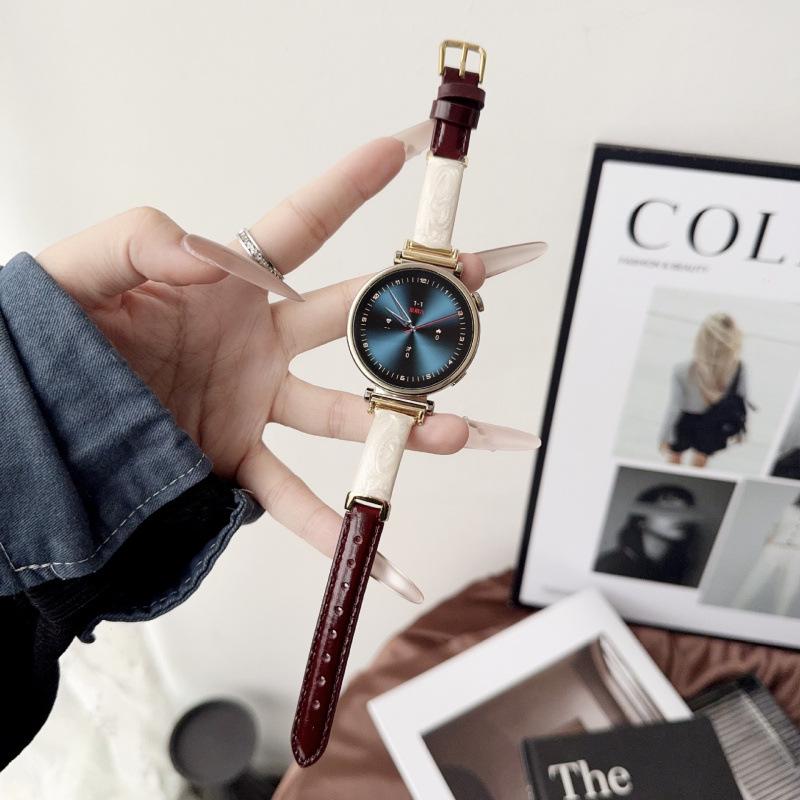 Compatible with Huawei GT6/5/4, Apple S11, Xiaomi 9 Pro - FIT4 Gilded Resin Leather Strap for Women