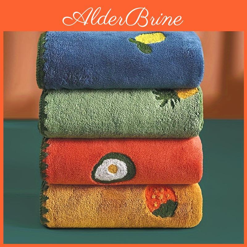 Pcs 1 Tropical Fruit Print Coral Velvet Towels Soft Absorbent Quick Dry Face Cloths Embroidered Knit