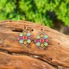 New Boho Ethnic Fashion Colorful Drop Oil Round Earrings For Women Sum Flower Enameled Distinctive Sweet Vacation Jewelry Gift