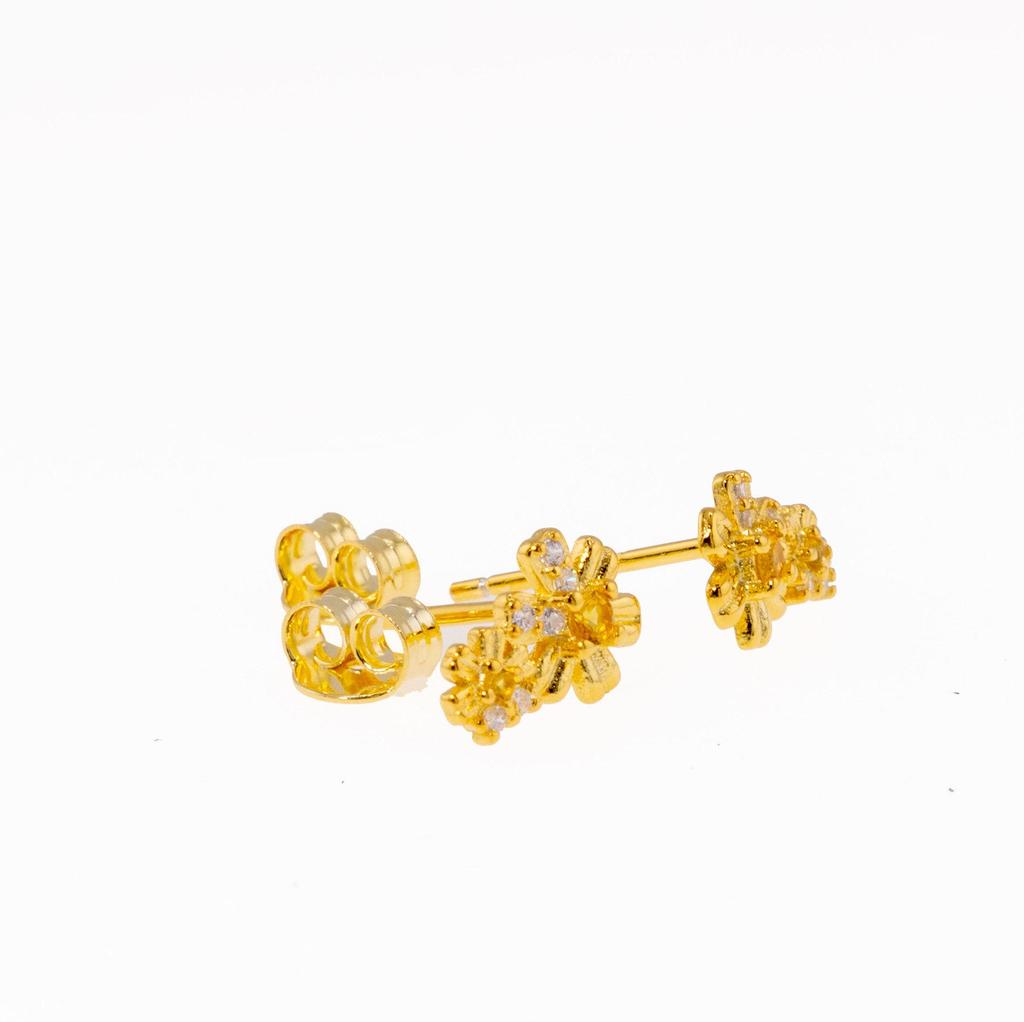 Zhenxing S925 Sterling Silver Double Flower Light Luxury Women's Stud Earrings