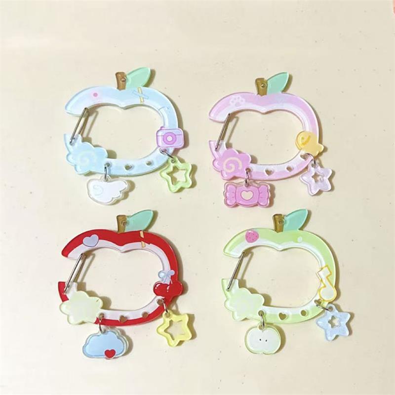 Cute Apple-Shaped Star Cloud Pendant Carabiner Mountaineering Buckle Acrylic Keychain Multipurpose Keyring Hook Bag Hanging Gift