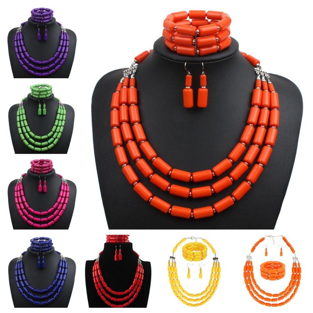 Fashion Earrings Bracelet Necklace Sets Handmade Nigerian Wedding Bracelet  Women