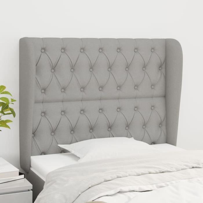 VidaXL Tête de lit avec oreilles Gris clair 93x23x118-128 cm Tissu3118274