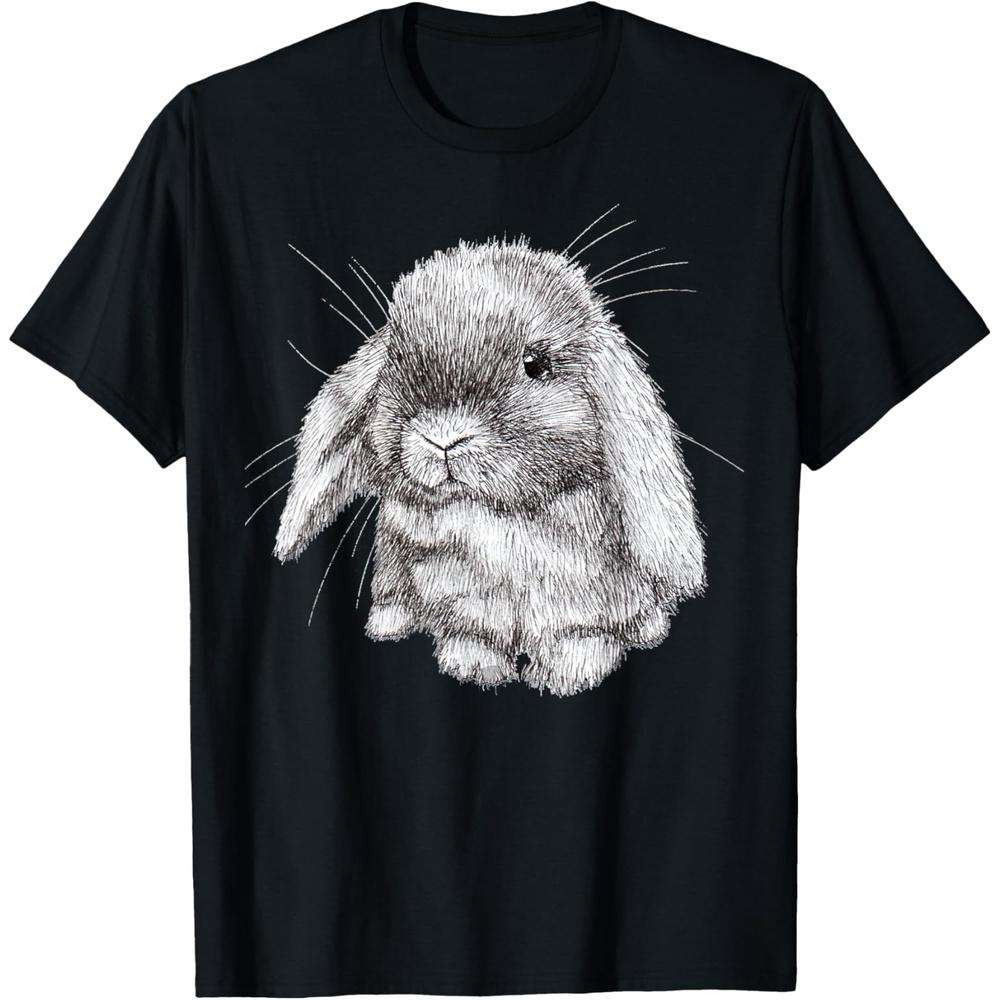 Lop Eared Bunny Rabbit Sketch Mens Womens Childrens T Shirt 3XL чёрный