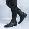 Herren Western Cowboy Stiefel Spitzzehe Lässig Retro Kleid Schwarz Lederstiefel Herren Hohe Stiefel Übergröße