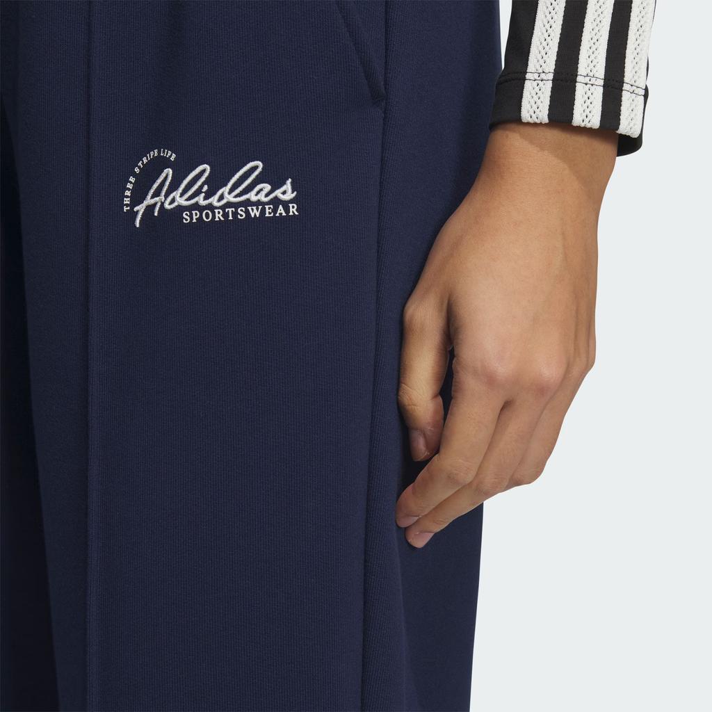 Adidas Verbiage French Terry Joggers Comfortable Soft Letter Cuffed Sports Casual Pants Women Joggers Deep-Indigo Han-Jade-White JW7067