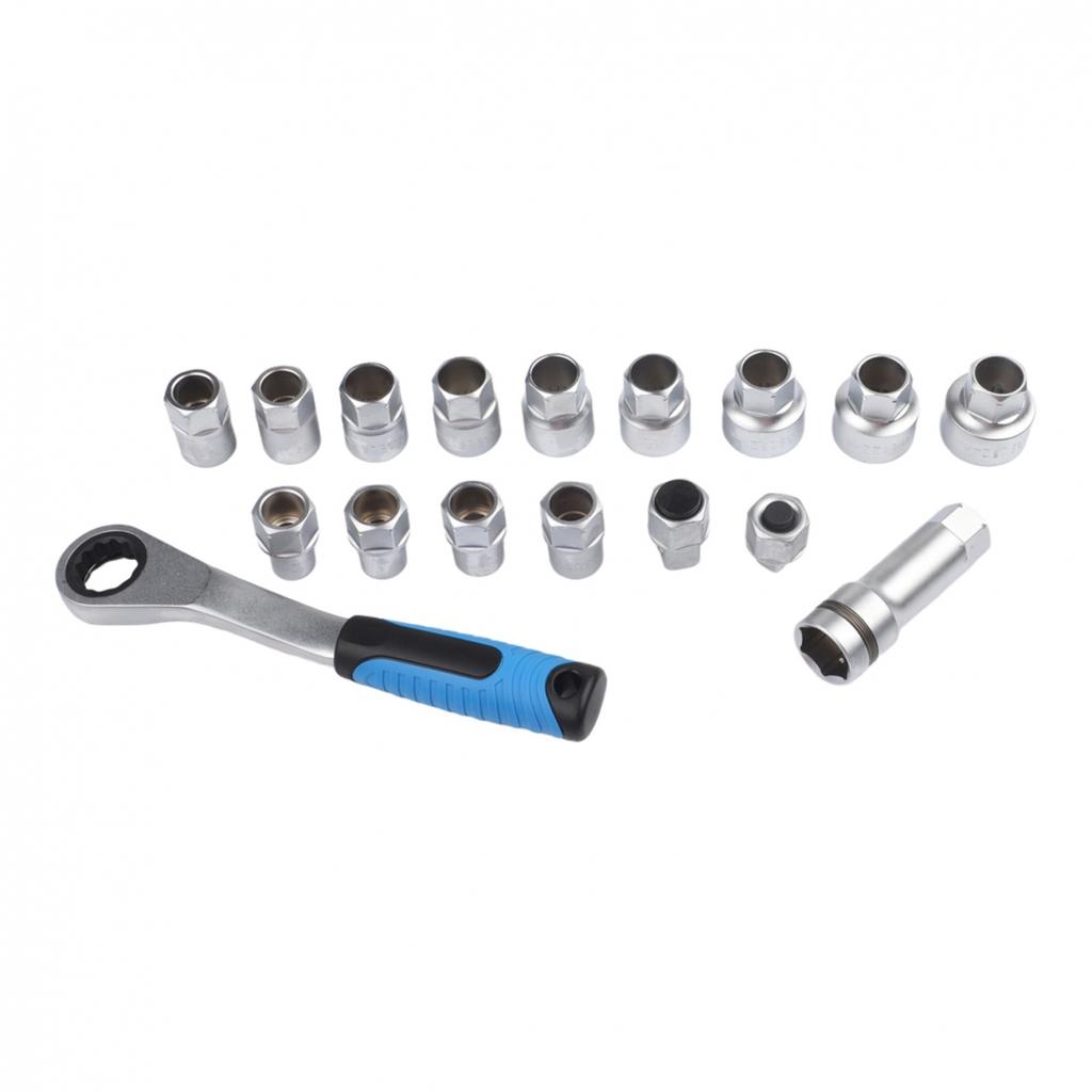 17 Piece Pass Through Socket Set with Ratchet for Automotive and Machine Repair