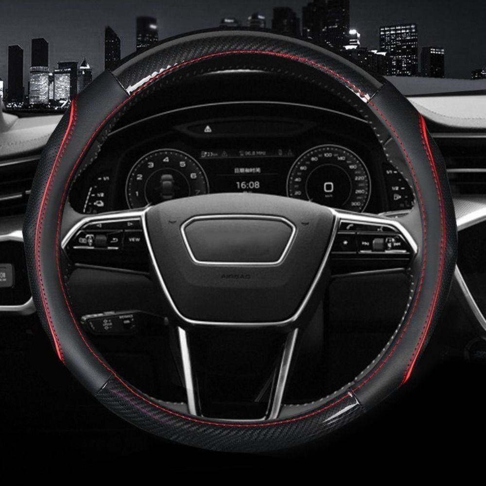 PU-Leder Auto-Lenkradabdeckung Geeignet 37-38CM Auto-Styling Atmungsaktiv Auto-Dekoration Fahrzeug