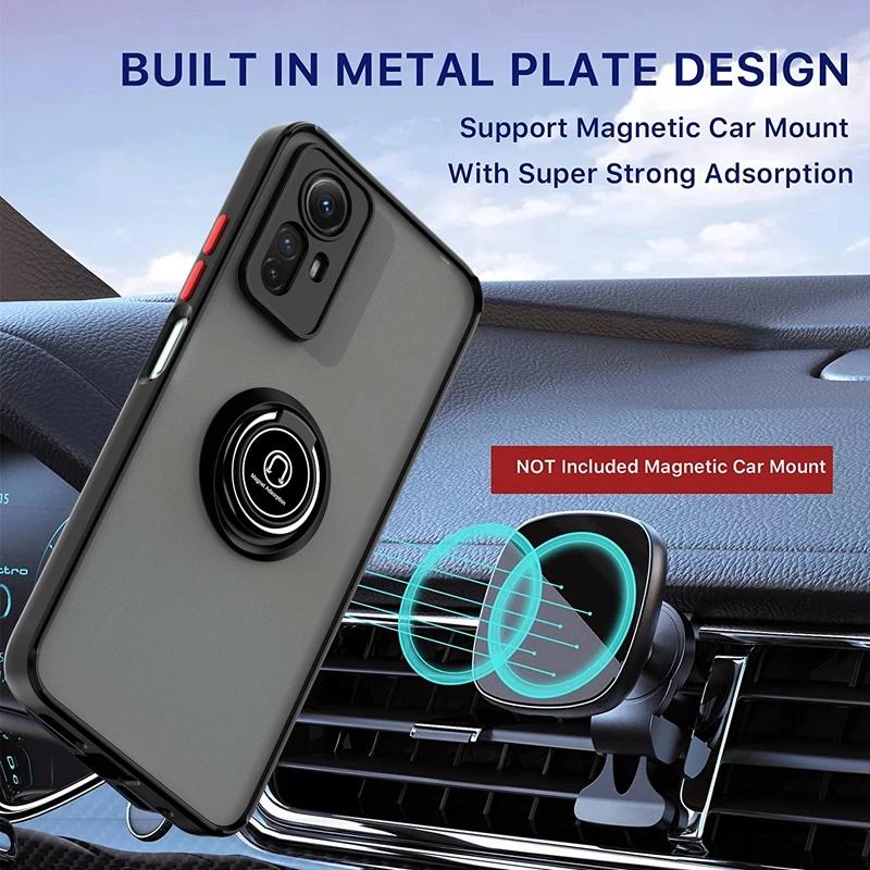 Armor Matte Case für Xiaomi Redmi Note 12 Pro 5G 12S 11 Pro 11S 10 10S Cover Ring Magnethalter Ständer Business Rundumschutz