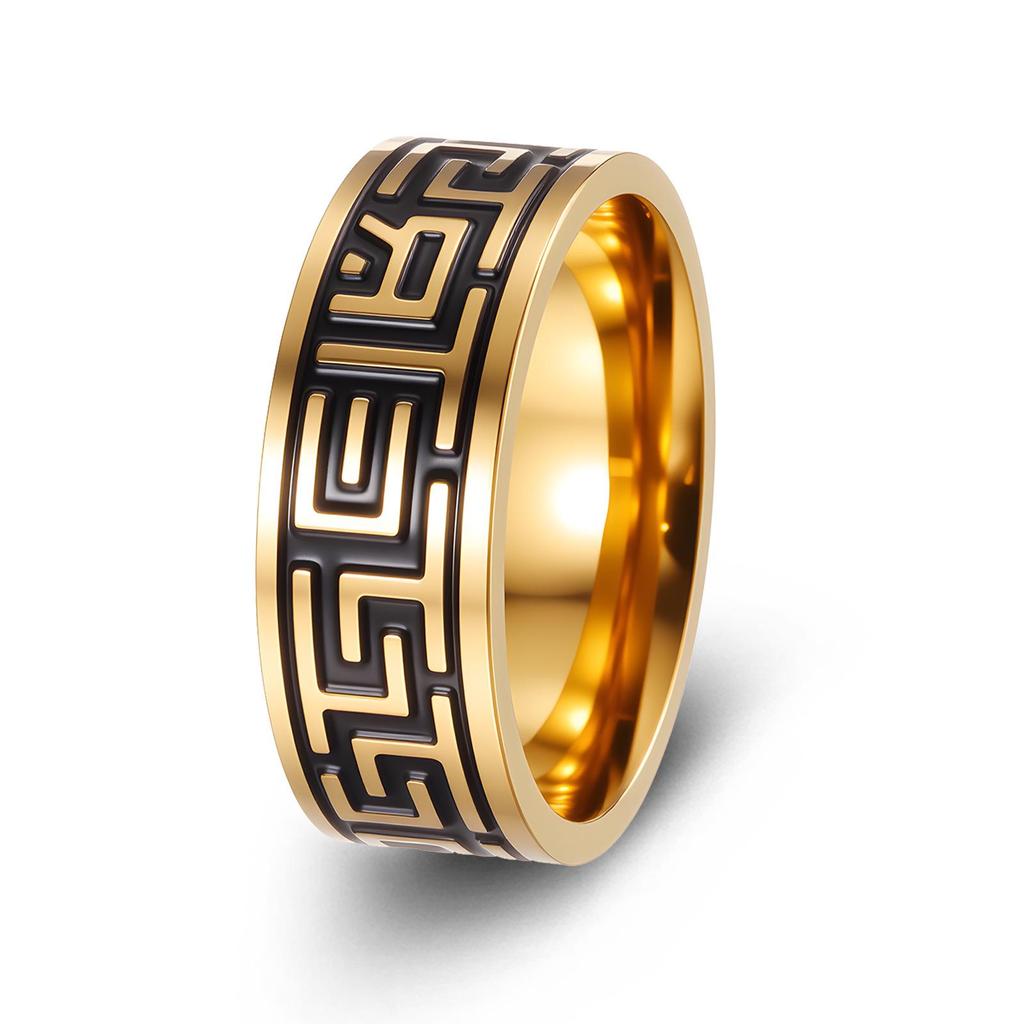 2024 Hot-Selling Retro Viking Devil Eye Titanium Steel Ring with Great Wall Pattern