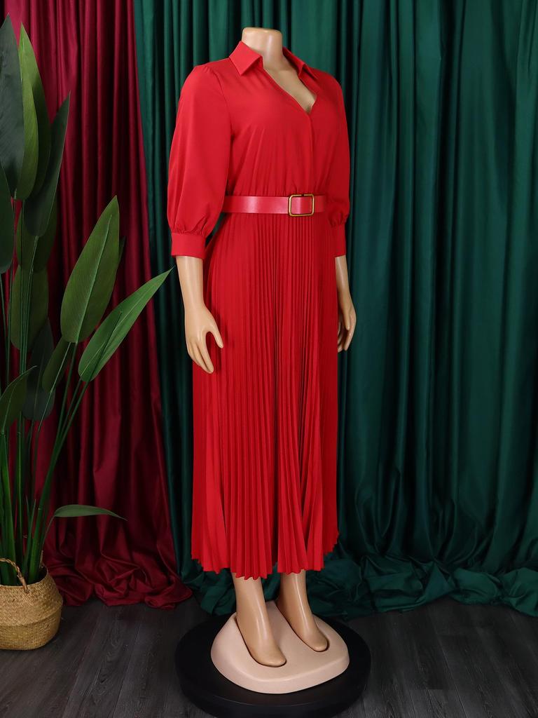 European & American Plus Size Women's Solid Color Dress - Fashionable & Stylish