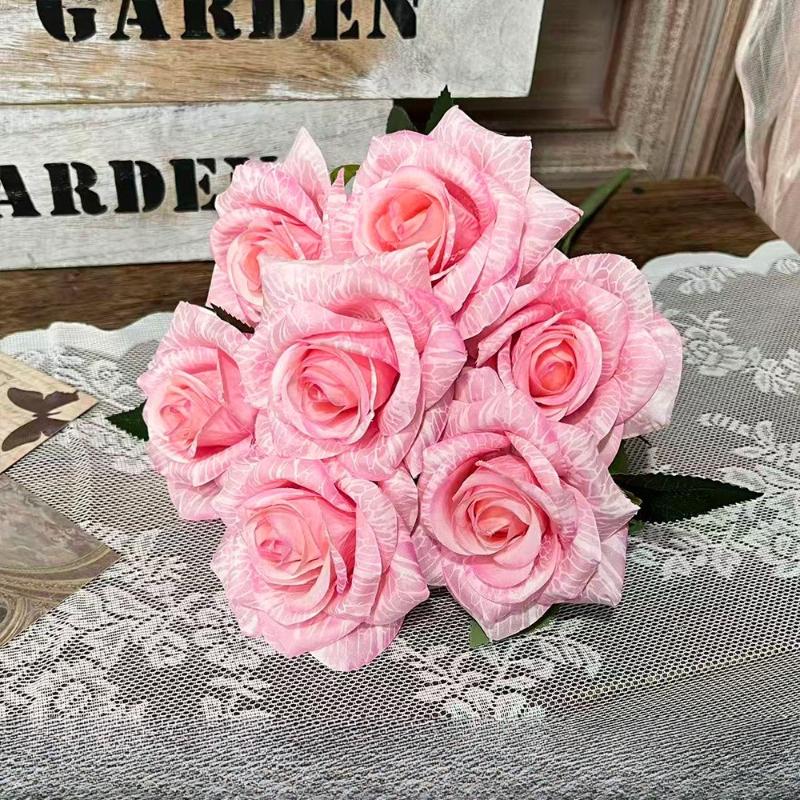 

Artificial Flowers 7-Heads Goddess Roses Bundle Restaurant Decoration Silk Fake Flower Simulation Green Rose Hall Decorative 2pcs розовый