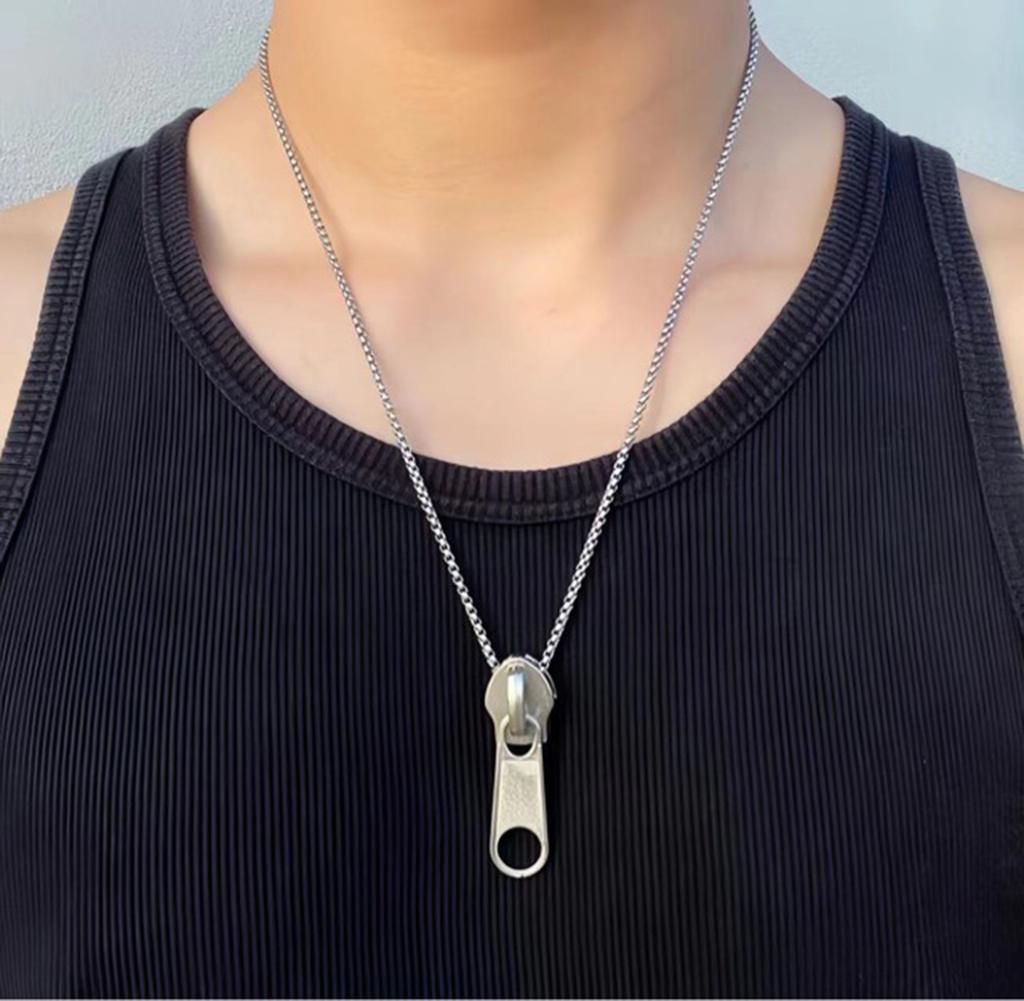 Alloy Zippers Necklace Adjustable Length Clavicle Chain Personalized Neckchain Fashionable Jewelry for Men and Women